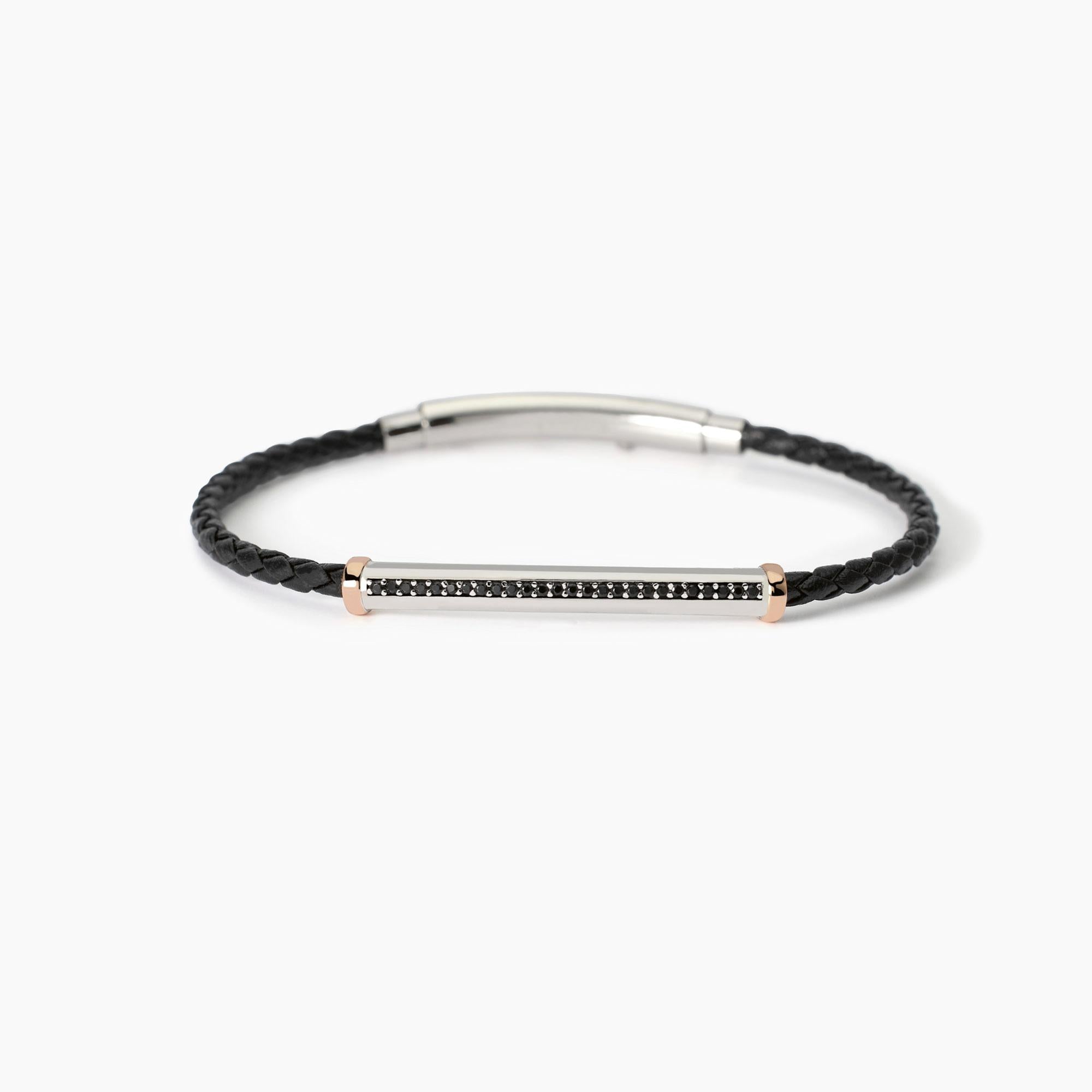 Bracciale Mabina uomo in lab leather con piastra SMARTER