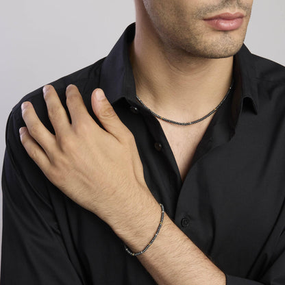 Bracciale Mabina uomo Ematite e inserti dorati