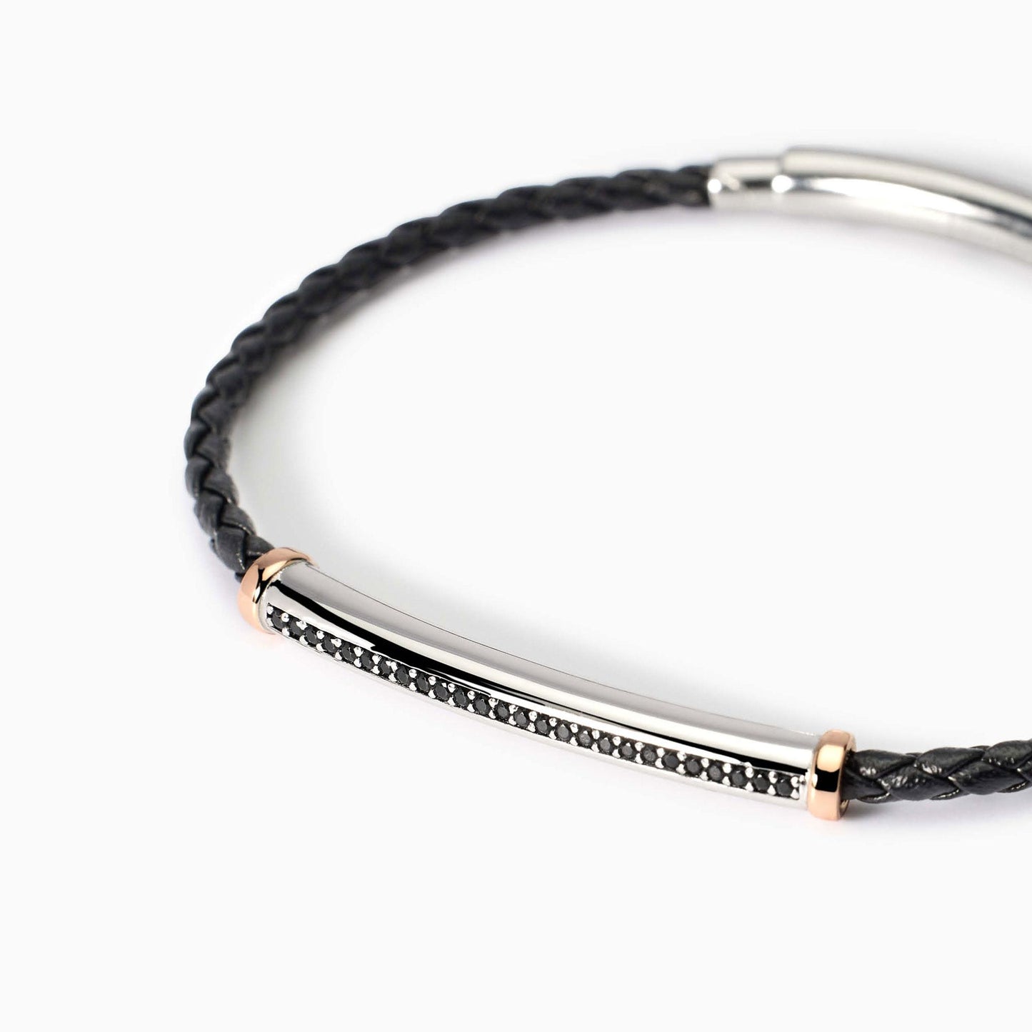Bracciale Mabina uomo in lab leather con piastra SMARTER