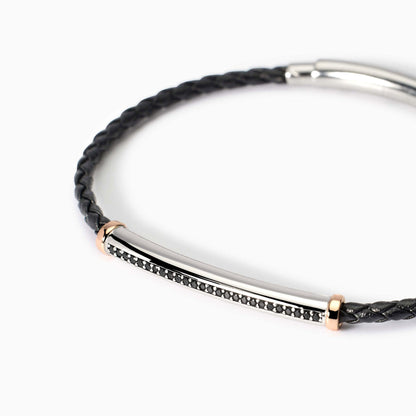 Bracciale Mabina uomo in lab leather con piastra SMARTER