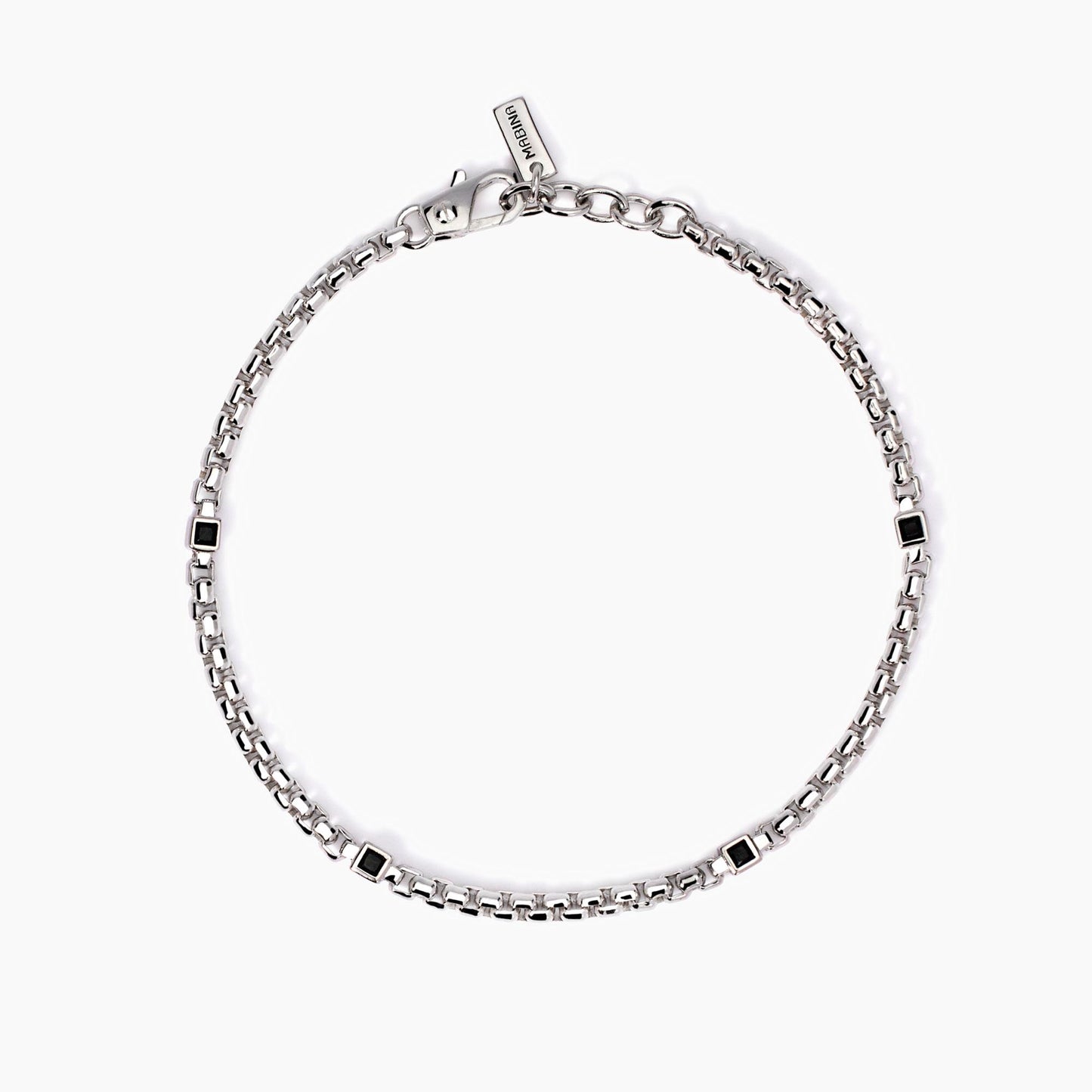 Bracciale Mabina uomo in argento con zirconi neri