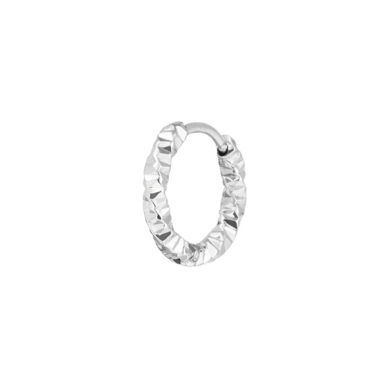 Mono orecchino Marlù a cerchio ritorto 1,5 cm trama diamantata