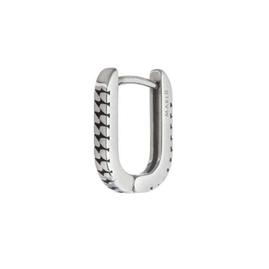 Mono orecchino Marlù ovale 1,7 cm trama con black oil opaco