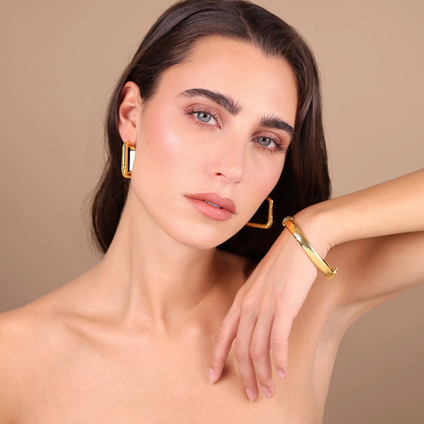 Bracciale donna Etrusca Rigido Quadrato Martellato