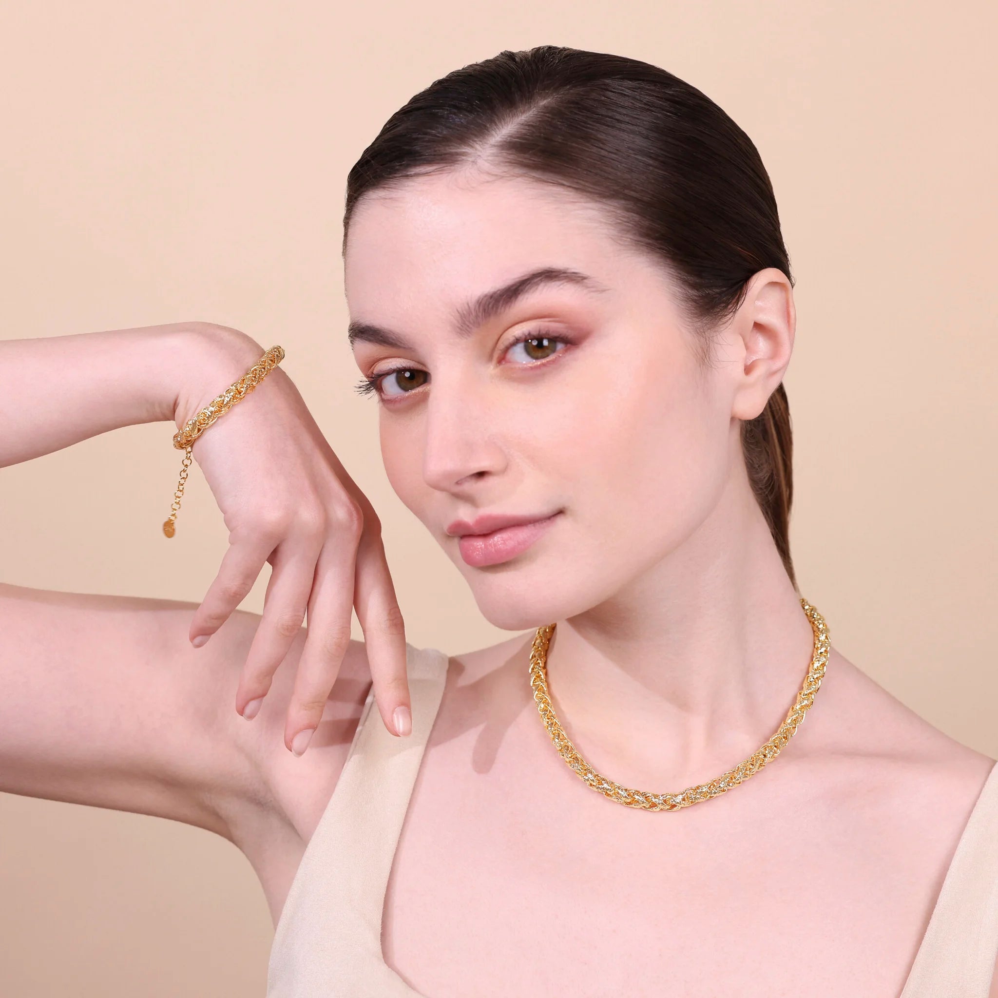 Bracciale donna Etrusca Maxi Catena Spiga Martellata