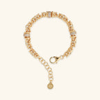 Bracciale donna Etrusca Catena Bizantina con Rondelle in Pavé di Cubic Zirconia