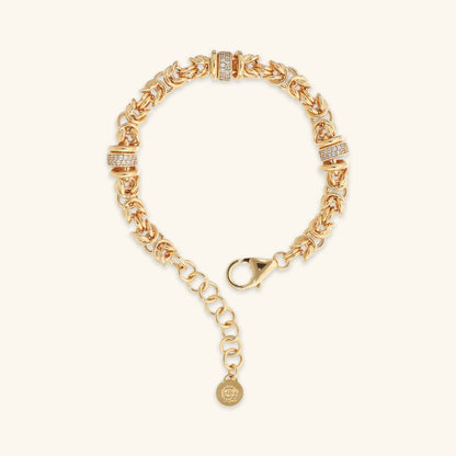 Bracciale donna Etrusca Catena Bizantina con Rondelle in Pavé di Cubic Zirconia