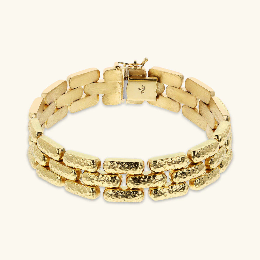 Bracciale donna Etrusca Catena Pantera Martellato