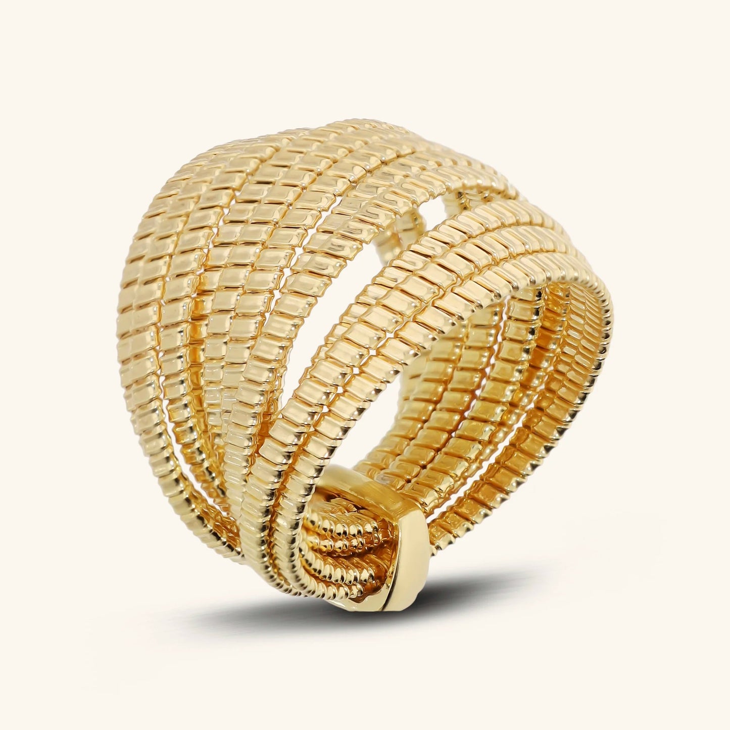 Anello donna Etrusca a Fascia Multifilo Texture Rigata