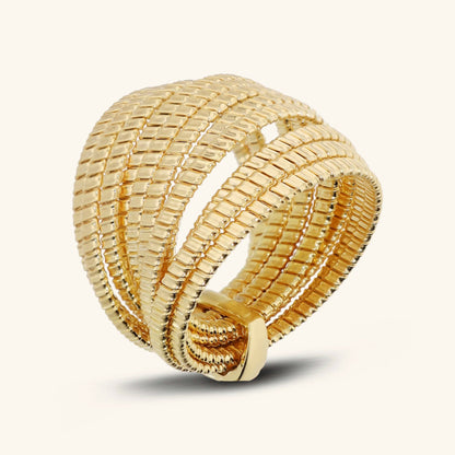 Anello donna Etrusca a Fascia Multifilo Texture Rigata