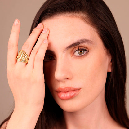 Anello donna Etrusca a Fascia Multifilo Texture Rigata