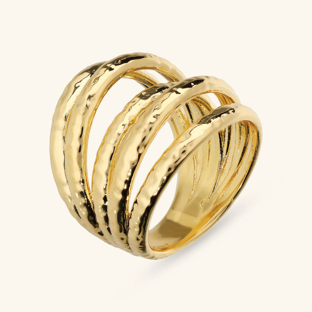 Anello donna Etrusca a Fascia Multifilo Martellato