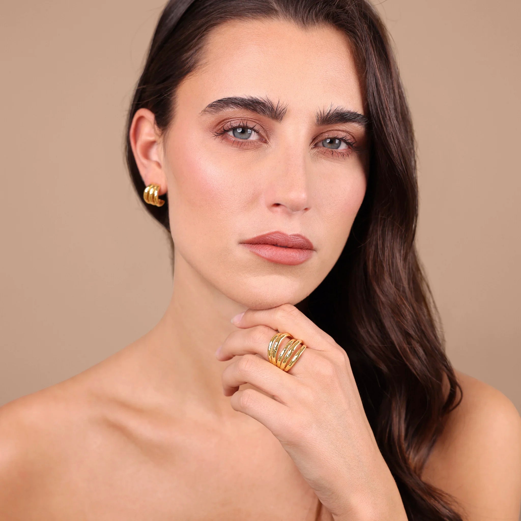 Anello donna Etrusca a Fascia Multifilo Martellato