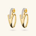 Orecchini donna Etrusca Ovali Martellati con Pavé di Cubic Zirconia