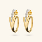 Orecchini donna Etrusca Ovali Martellati con Pavé di Cubic Zirconia