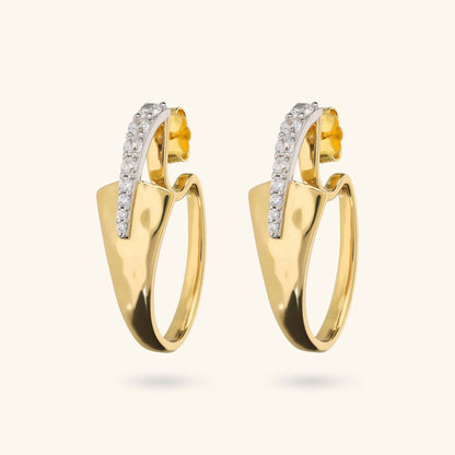 Orecchini donna Etrusca Ovali Martellati con Pavé di Cubic Zirconia