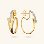 Orecchini donna Etrusca Ovali Martellati con Pavé di Cubic Zirconia