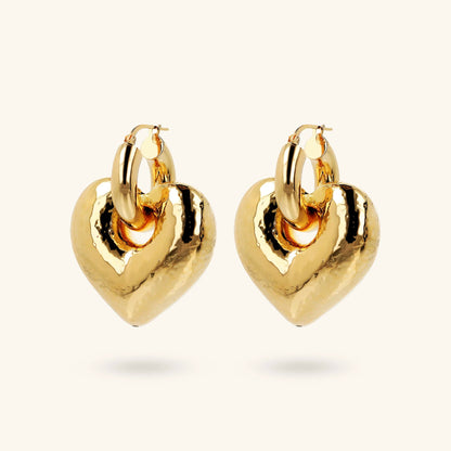 Orecchini donna Etrusca a Cerchio con Pendente Cuore Martellato