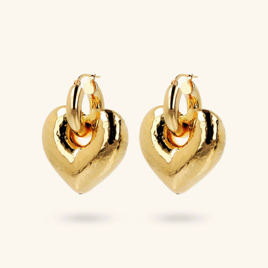 Orecchini donna Etrusca a Cerchio con Pendente Cuore Martellato