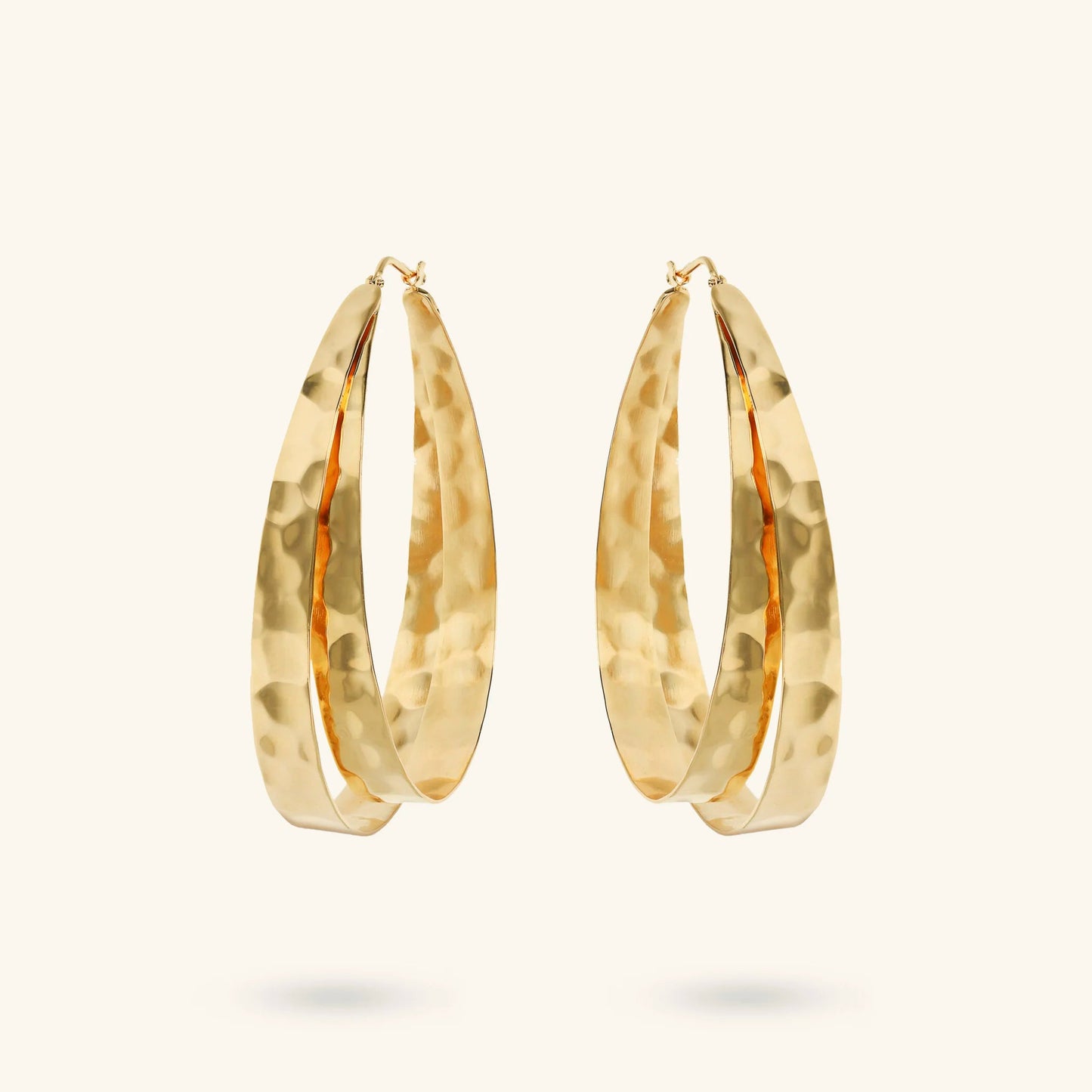 Orecchini donna Etrusca a Cerchio Ovali Martellati Doppi