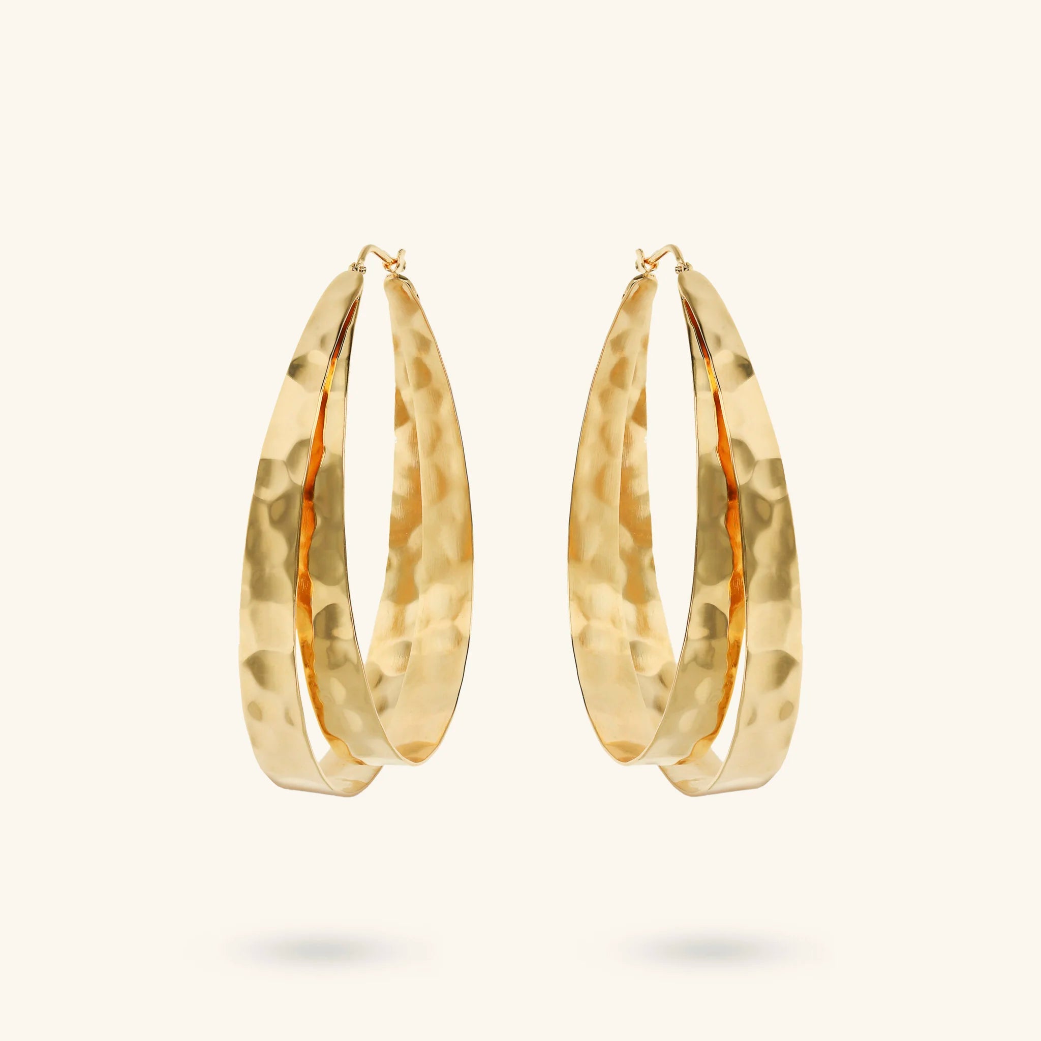 Orecchini donna Etrusca a Cerchio Ovali Martellati Doppi