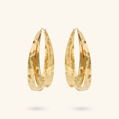 Orecchini donna Etrusca a Cerchio Ovali Martellati Doppi