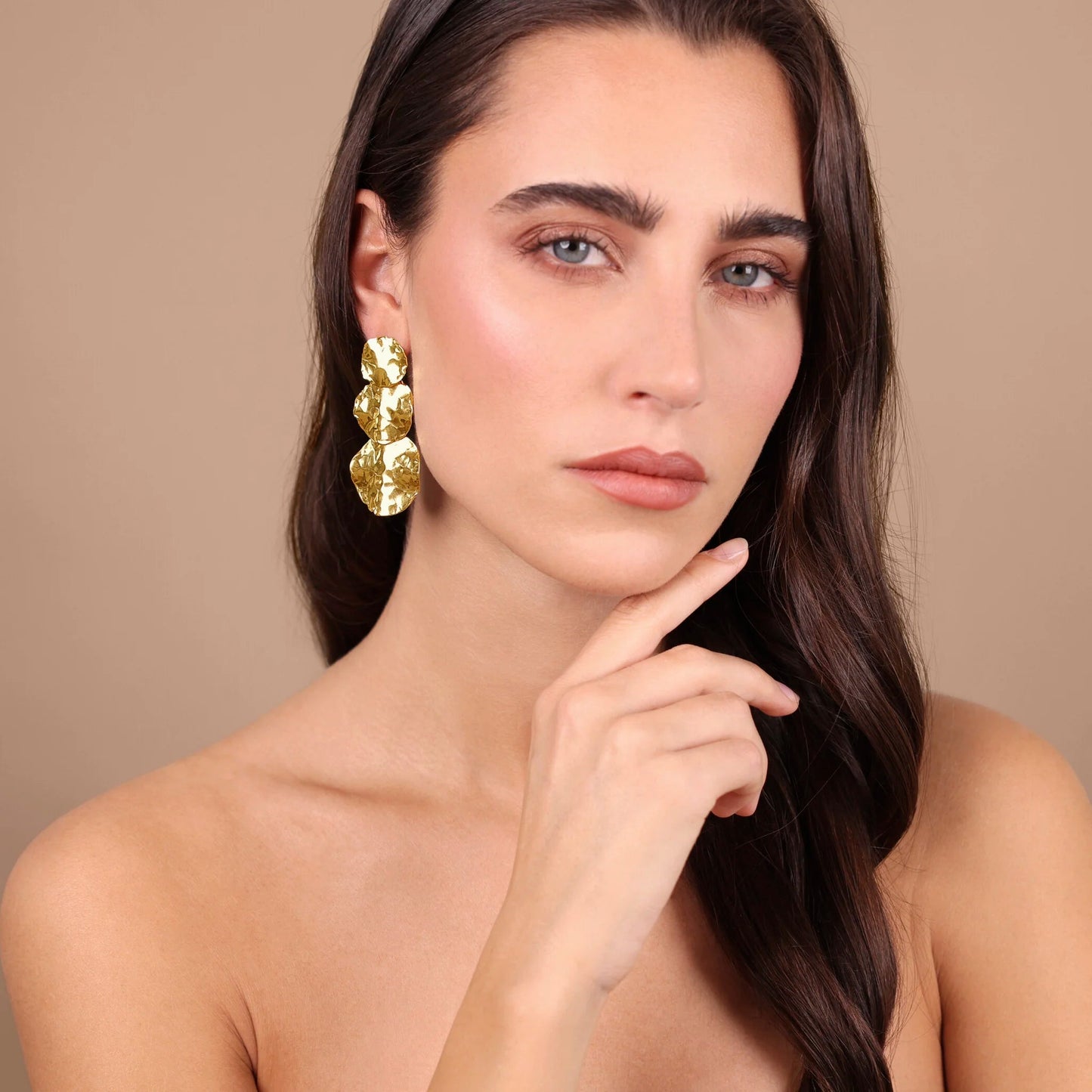 Orecchini donna Etrusca Pendenti a Dischi Graduati Martellati