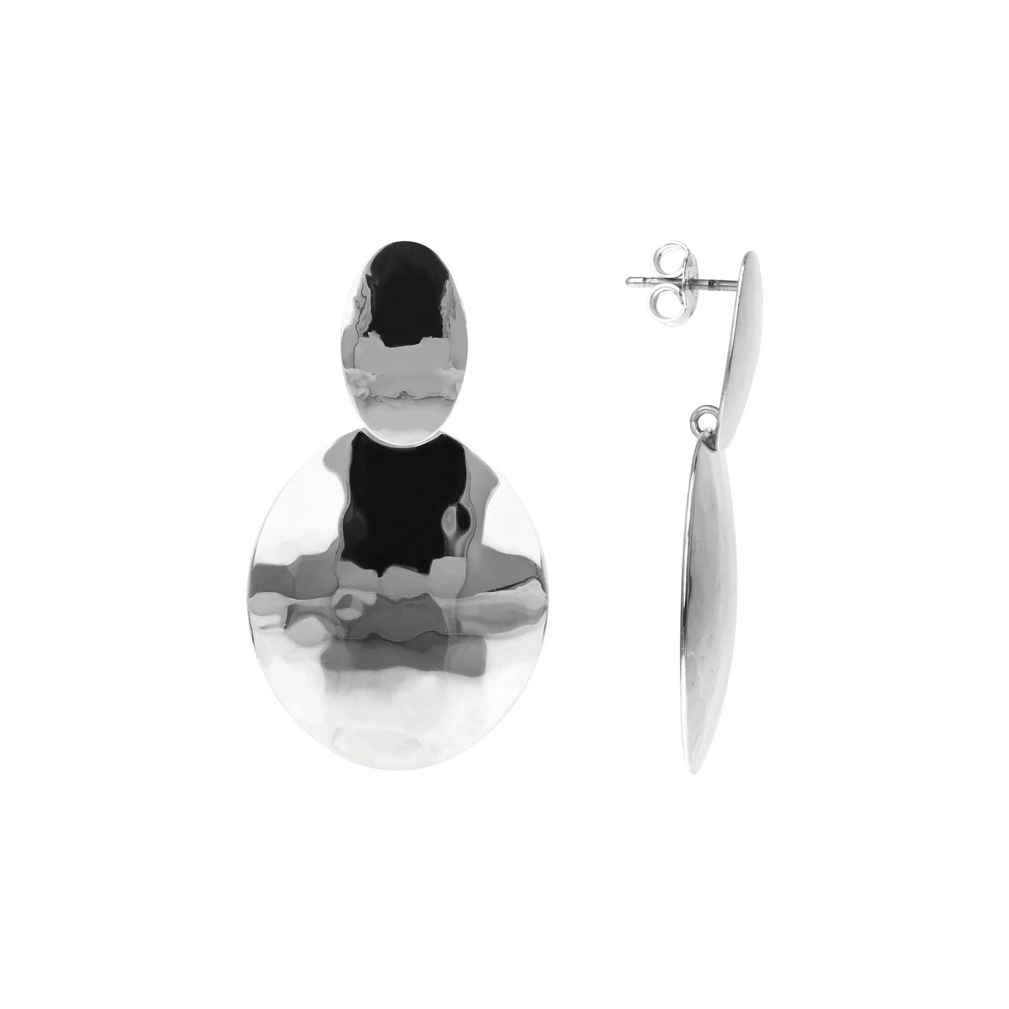 Orecchini donna Etrusca Pendenti con Cerchio Piatto Martellato