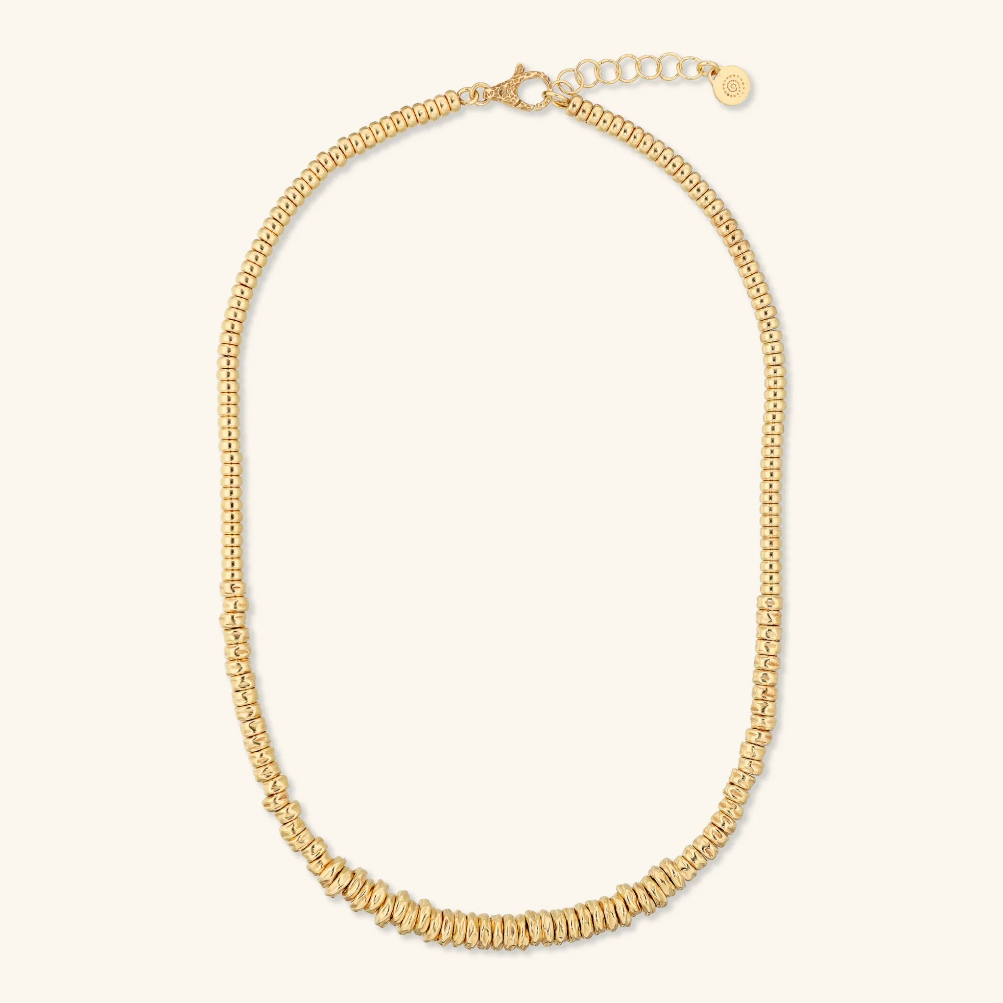 Collana donna Etrusca Girocollo con Rondelle Martellate e Sfere Lucide