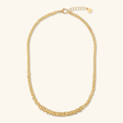 Collana donna Etrusca Girocollo con Rondelle Martellate e Sfere Lucide