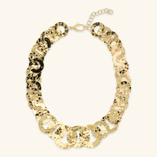 Collana donna Etrusca Graduata con Maglie a Disco Martellate