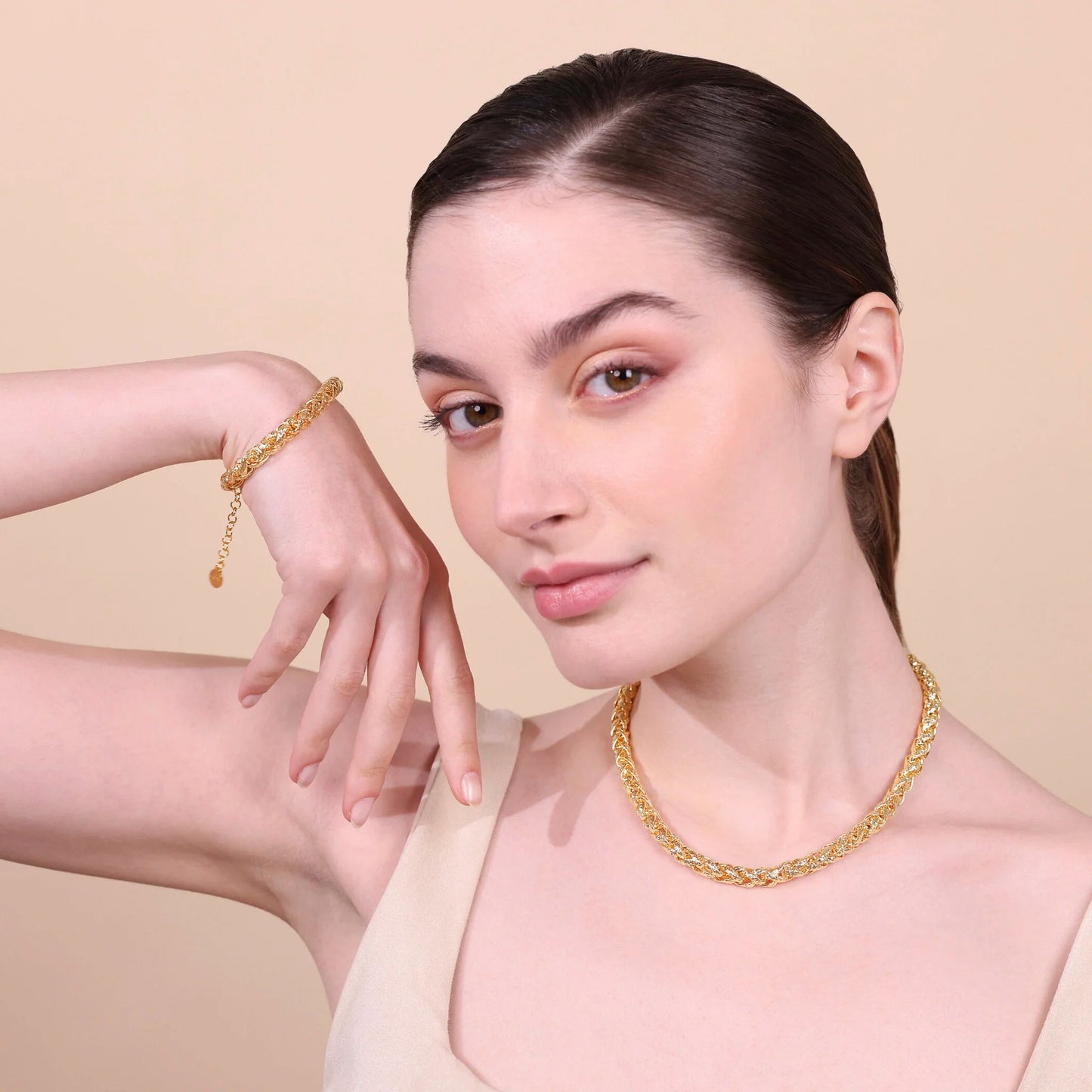 Collana donna Etrusca Girocollo Maxi Catena Spiga Martellata