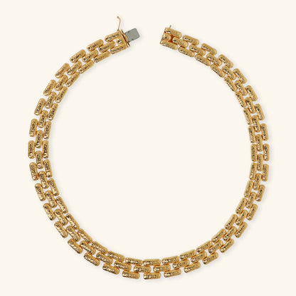 Collana donna Etrusca Girocollo Catena Pantera Martellata