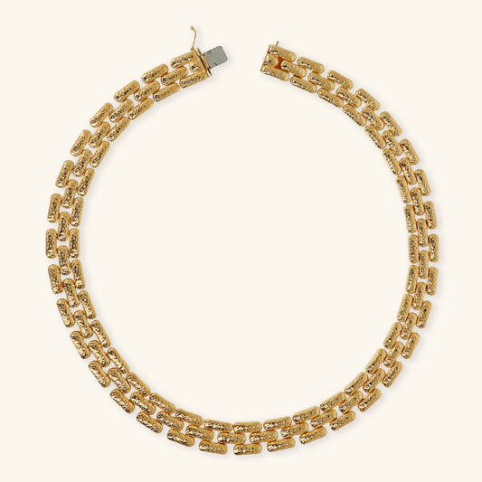 Collana donna Etrusca Girocollo Catena Pantera Martellata