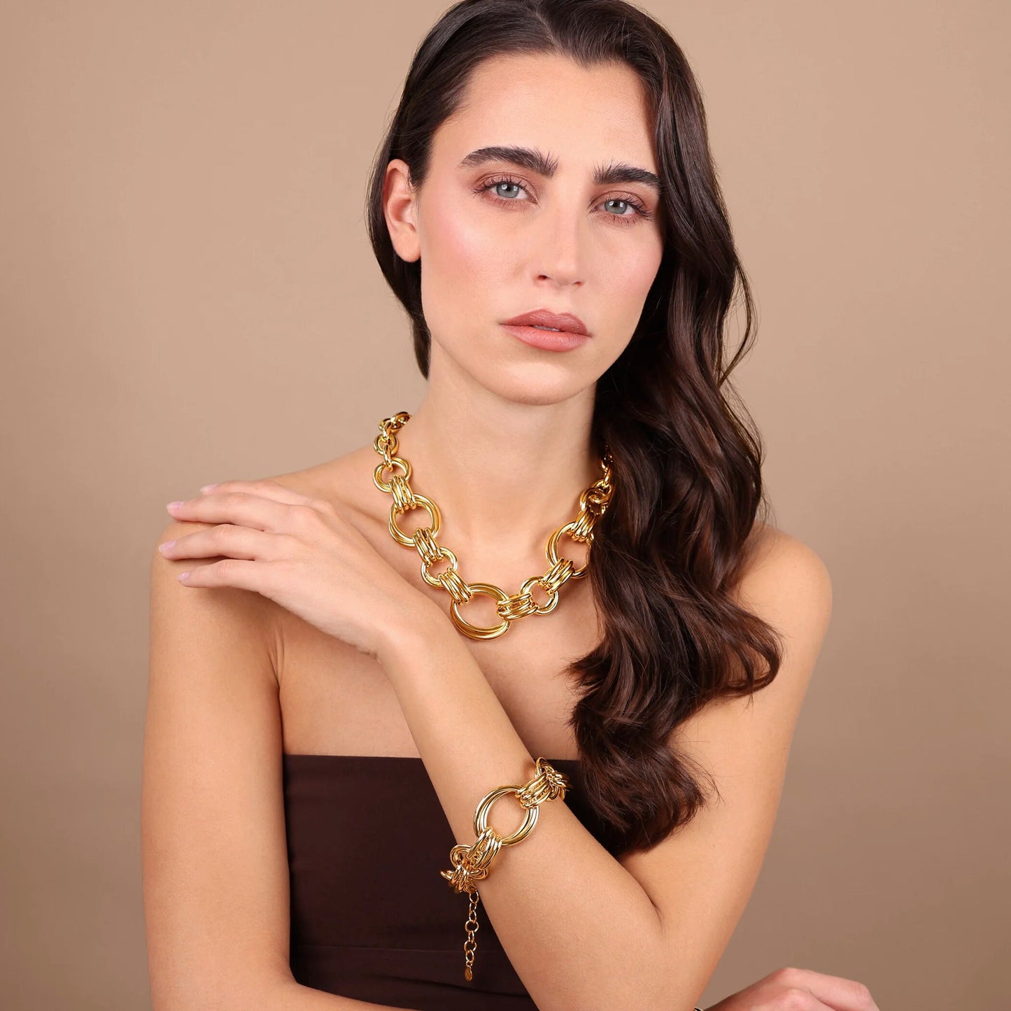 Collana donna Etrusca Girocollo Maxi Maglie Ovali a Intreccio