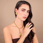 Collana donna Etrusca Maglie Ovali Texture Rigata con Ciondolo Moneta