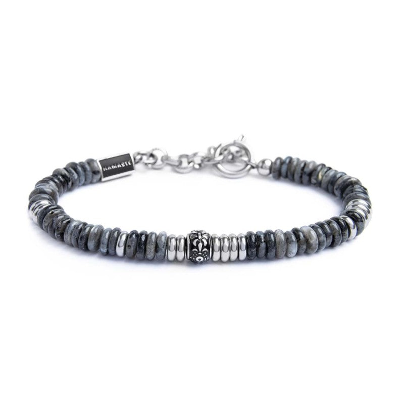 Bracciale Marlù uomo catena dischetti in pietra e acciaio