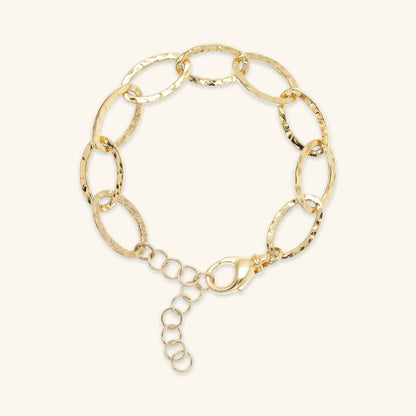 Bracciale donna Etrusca Catena Sottile Ovale Allungata Martellata