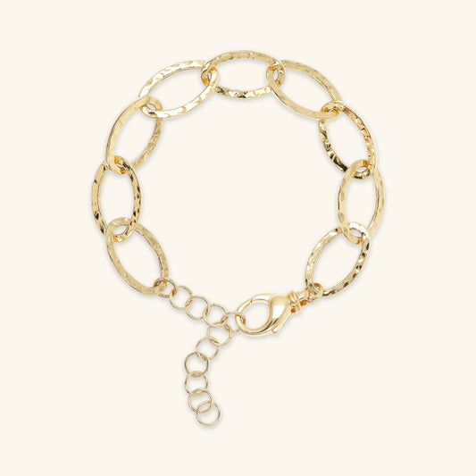 Bracciale donna Etrusca Catena Sottile Ovale Allungata Martellata