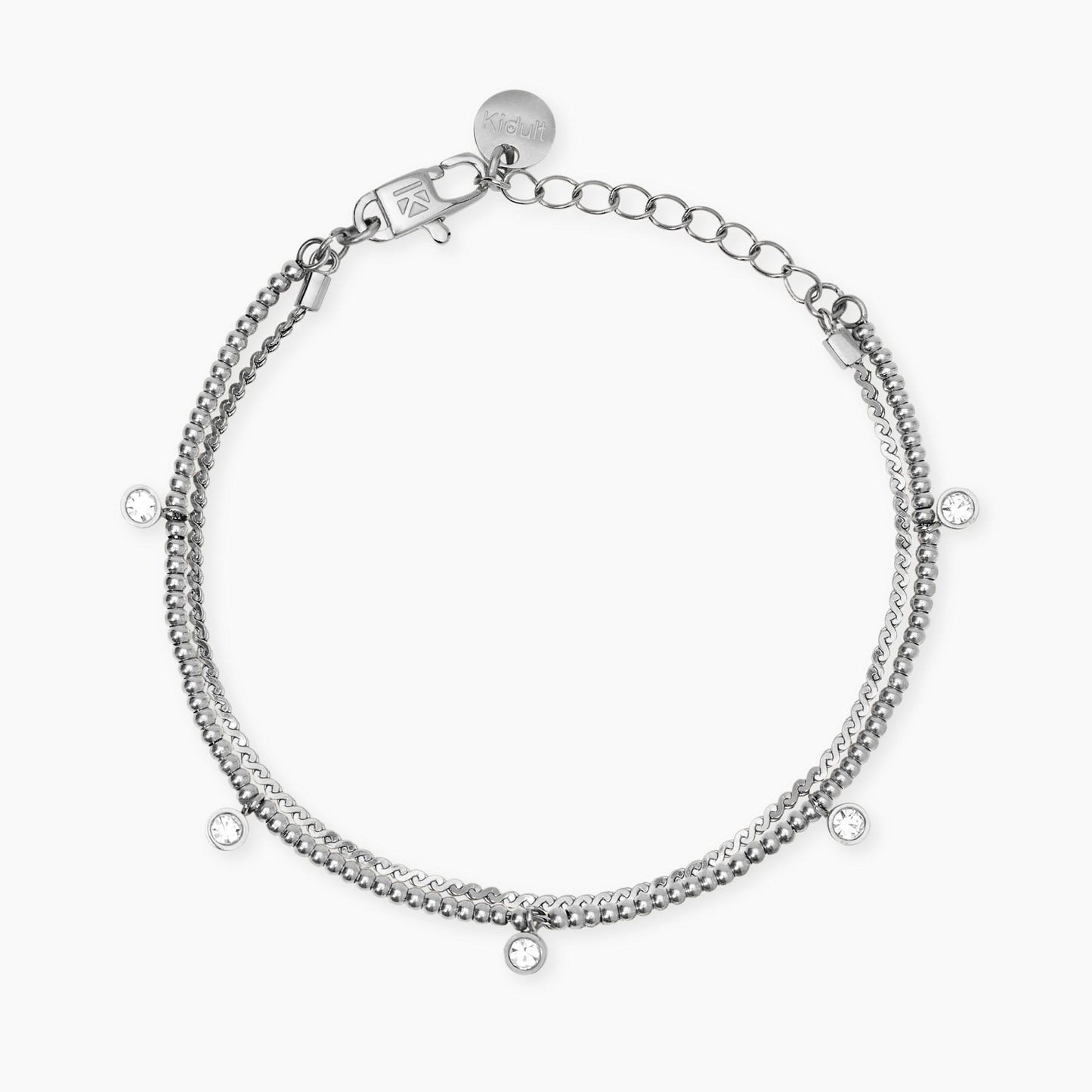 Bracciale Kidult donna  in acciaio con catene e cristalli