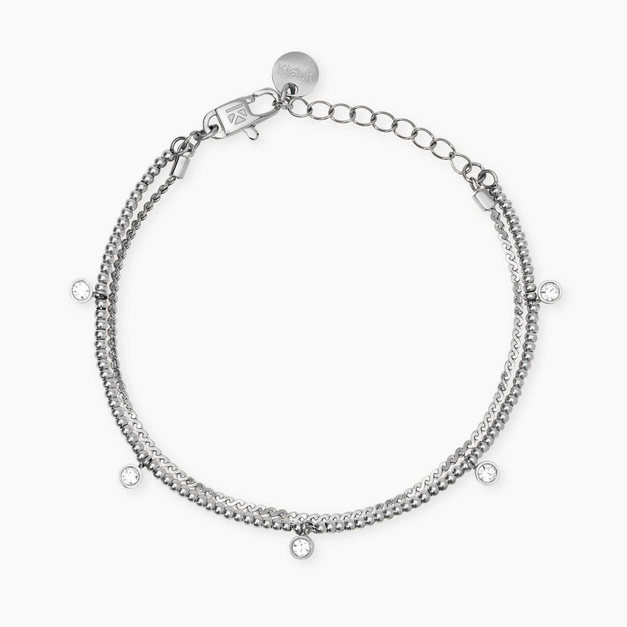 Bracciale Kidult donna  in acciaio con catene e cristalli