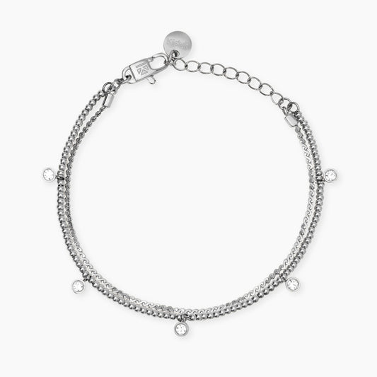 Bracciale Kidult donna  in acciaio con catene e cristalli
