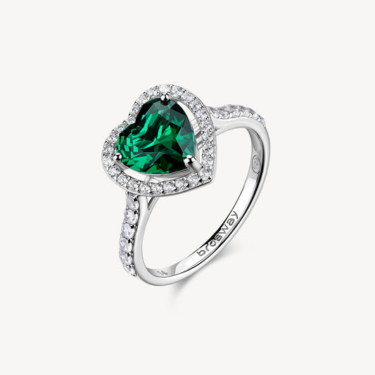 Anello argento Fancy Cuore life green