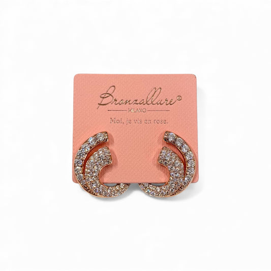 Orecchini Bronzallure donna Semicerchio doppio filo pavè