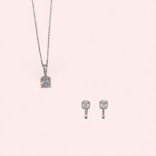 Parure Bronzallure donna Collana e orecchini monachina con cubic zirconia taglio baguette