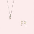 Parure Bronzallure donna Collana e orecchini monachina con cubic zirconia taglio princess