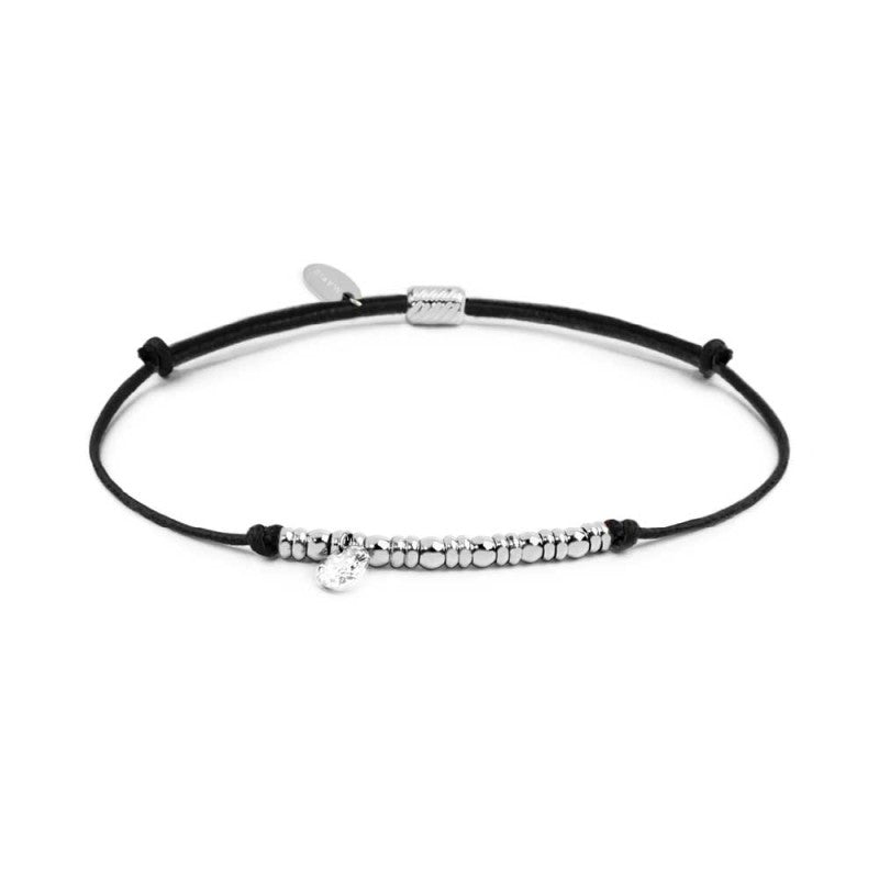 Bracciale Marlù cordino con elementi acciaio e zircone pendente
