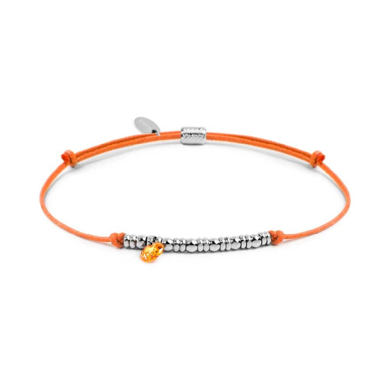 Bracciale Marlù cordino con elementi acciaio e zircone pendente