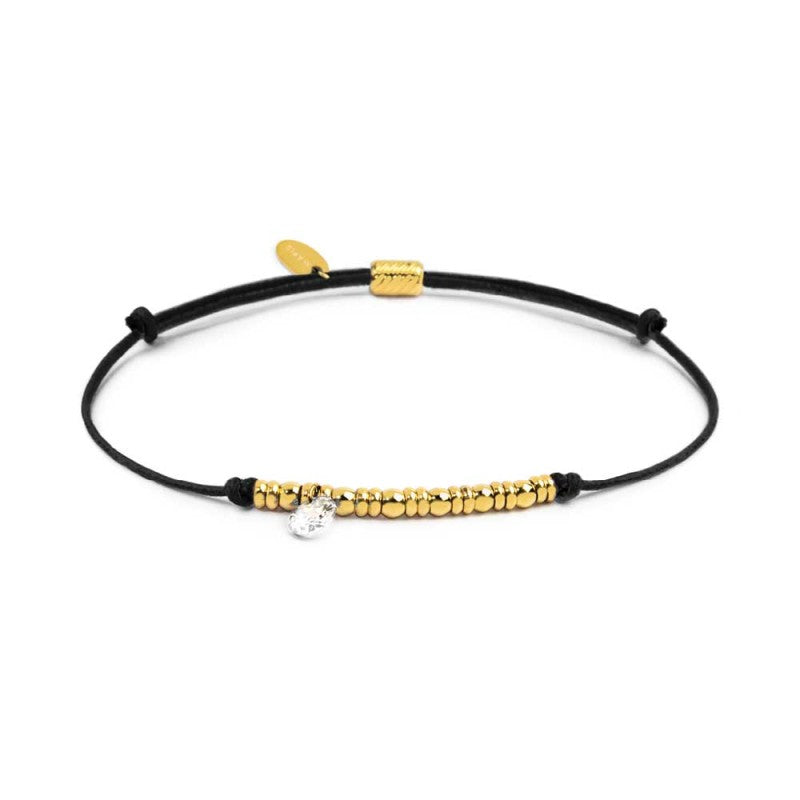 Bracciale Marlù cordino con elementi acciaio e zircone pendente