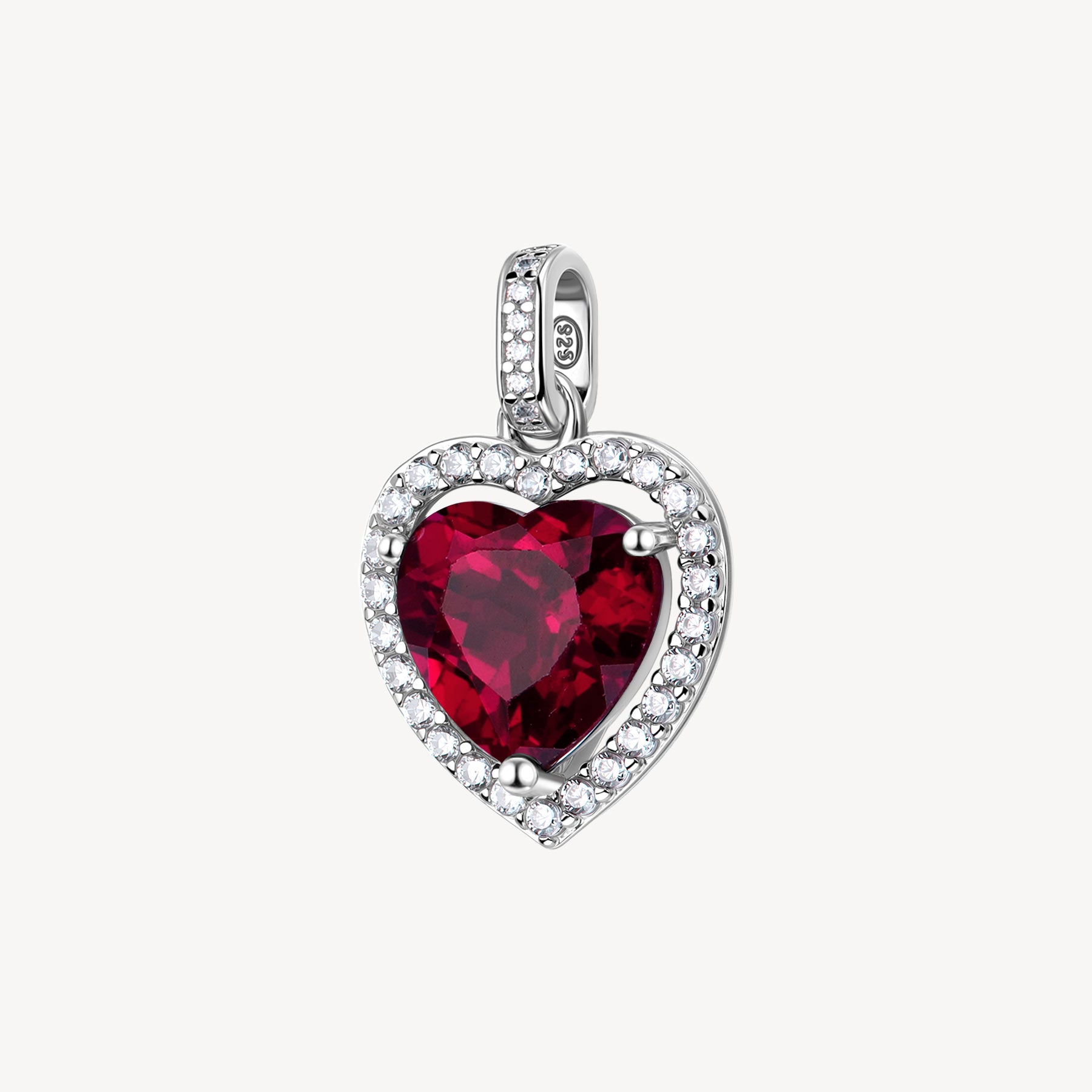 Charm argento Fancy passion ruby cuore